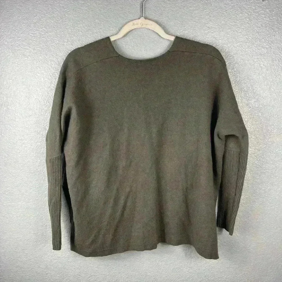 Aritzia Babaton Linen Wool Blend Baylor V-neck Long Sleeve Sweater Green XXS/XS - Picture 9 of 12